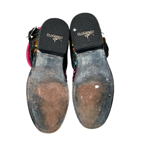 Old Gringo Womens Embroidered Sugar Skull Leather Ankle Boots 7B Black & Pink - Picture 7 of 7